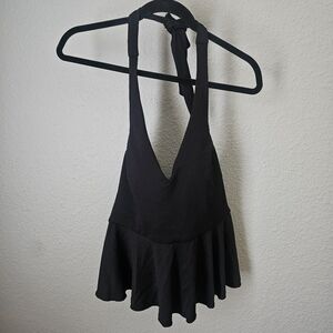 NWT Spanx Pique Full Bust Halter Tankini Black Size M Medium